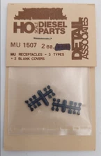 Detail Associates MU1507 HO MU Receptacles 3 Types & 2 Blank Covers (Pack of 2)