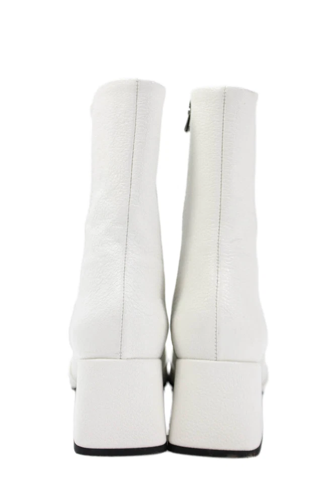 Botines Enzo Di Martino para mujer de cuero con cremallera blancos talla 38 8 Foto 3 de 4