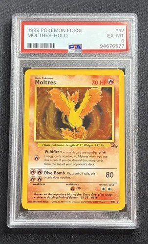 1999 Pokemon Fossil Set Moltres Holo #12 1st Edition PSA 6