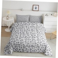 Leopard Print Bedding Set Silver Gray Leopard Comforter Set Queen Multi 1046