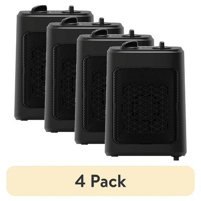 Set of 4 Mainstays 1500W Ceramic Fan-Forced Electric Space Heater Black Open Box