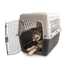 Pet Kennel Medium 36" Dog Crate Plastic Travel Pet Carrier for Pets 50-70lb Grey