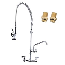 Commercial Kitchen Sink Faucet with Pre-Rinse 43" Height Polished Chrome