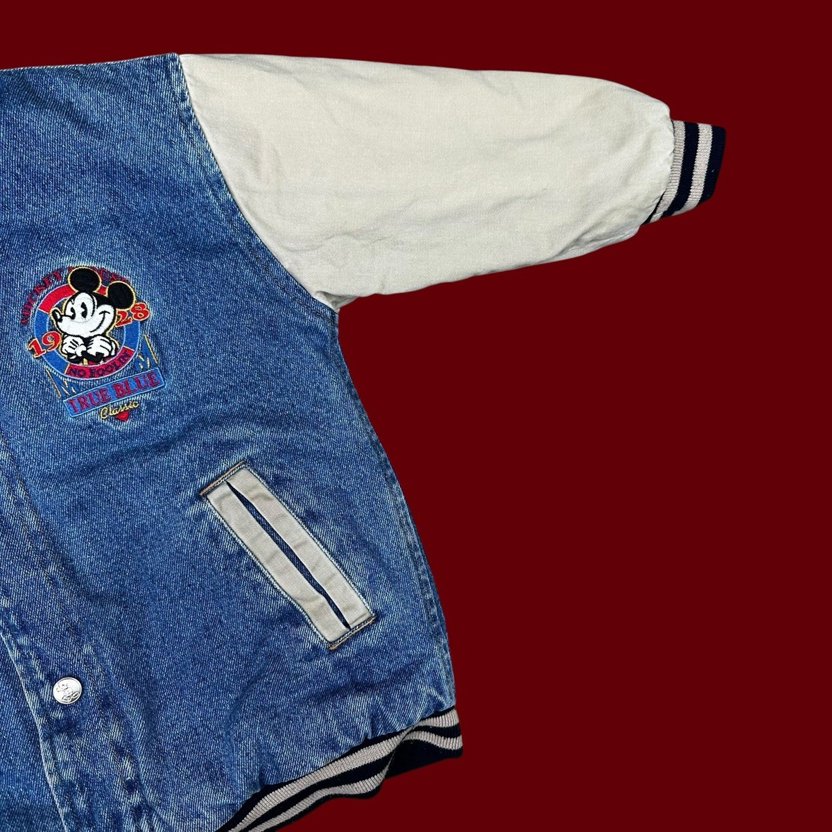 Vintage Disney Store Mickey Mouse Denim 1928 Tried & True Jacket