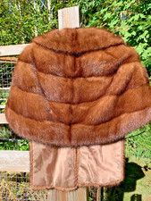 Vintage Genuine Mink Fur Stole Cape Wrap Shawl