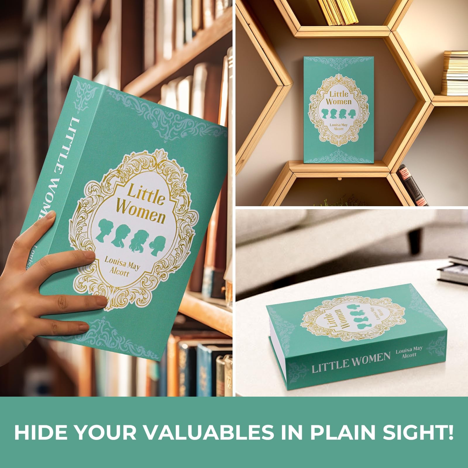 Book Safe with Combination Lock, Hidden Safe (9.5 x 6.2 x 2.2 Inch) with Fire...