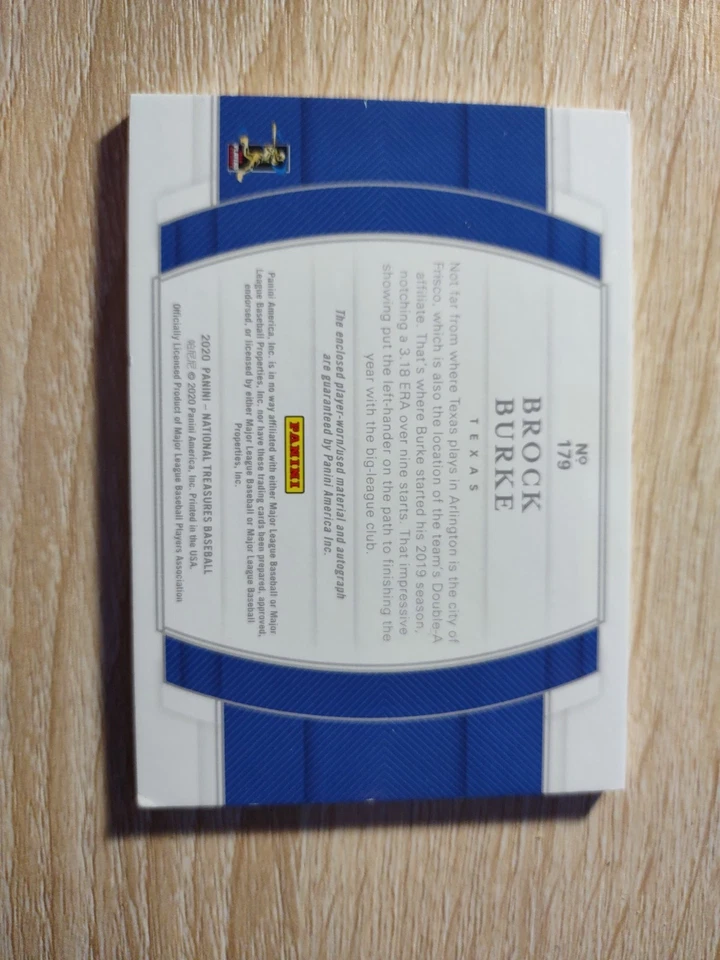 2020 Panini National Treasures Red White Blue Brock Burke Patch Auto Bookend/25 - Image 3 of 4