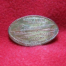 Navy Pier Chicago Lakefront Speedboat Rides boat/tourists CuZn elongated penny