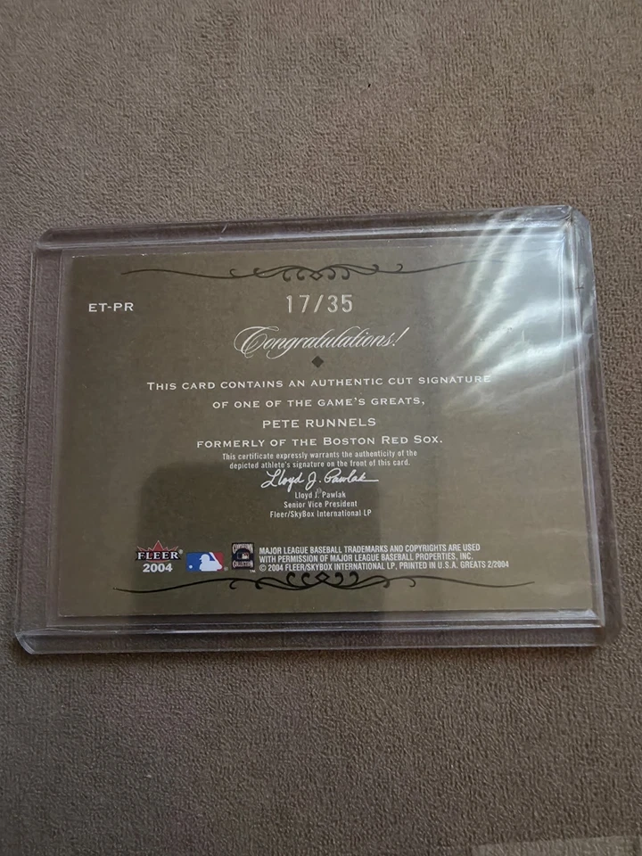 2004 Fleer Greats Of The Game Etched Time Pete Runnels Cut Signature Auto #17/35 - Image 3 of 3