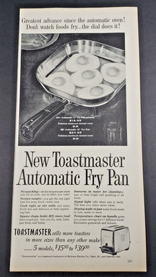 1956 Toastmaster Automatic Fry Pan Print Ad Eggs Frying Vintage Kitchen