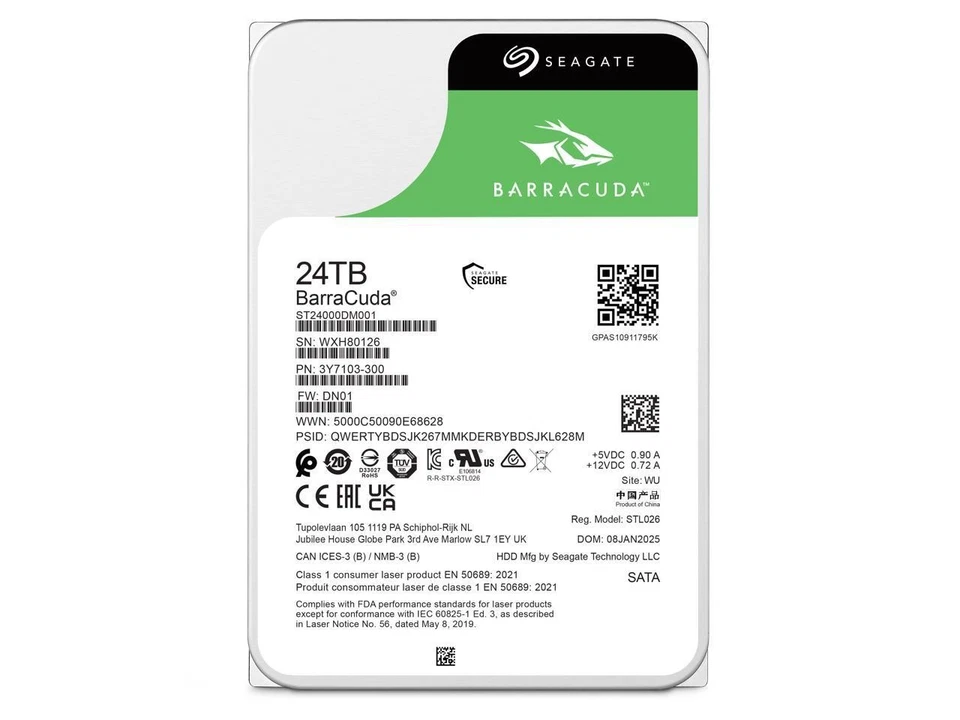 Seagate BarraCuda ST24000DM001 24TB 7200 RPM 512MB Cache SATA 6.0Gb/s 3.5" - Image 4 of 4