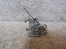 VINTAGE Unpainted Ral Partha Pewter Figure PP 663 Mounted Knight Chainmail 2"