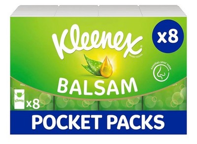 Kleenex Balsam Taschentücher 8 Reisepackungen weiche Nasenpflege Erkältung & Grippe