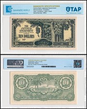Malaya 10 Dollars, 1942-1944 ND, P-M7, Used, Authenticated