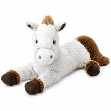 Kuscheltier Pferd liegend 45 cm Pl&uuml;schtier Stofftier Pony waschbar Wei&szlig; Braun