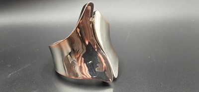 Vintage Vince Camuto Modern Style Chrome and Copper Accent Cuff Braclet 