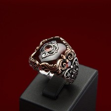 Men's 925 Sterling Silver Red Garnet Stone Ring Turkish Handmade Jewelry