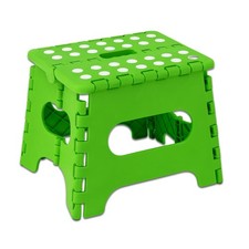 GREEN FOLDING STEP STOOL PORTABLE LIGHTWEIGHT SPACE EFFICIENT NON-SLIP STOOL