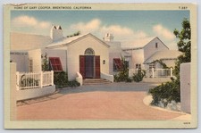 Postcard Home of Gary Cooper Brentwood California 1943
