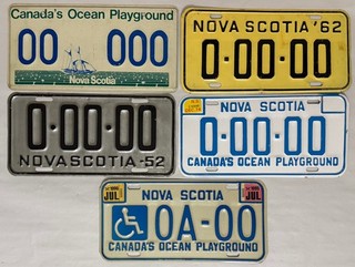 5 NOVA SCOTIA Sample & Prototype License Plates 1952 1996