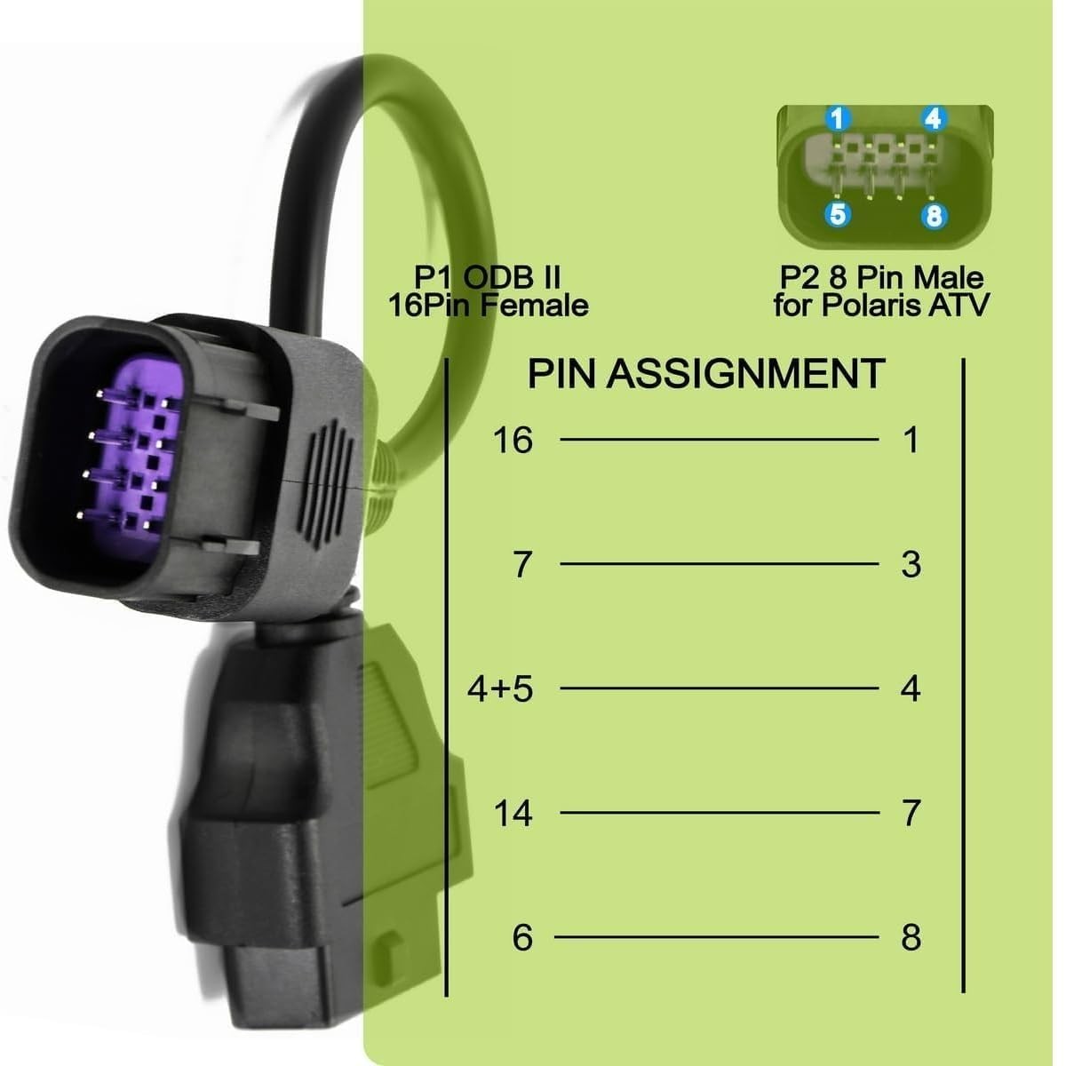 OBD 8 Pin to 16 Motorcycle Cable OBD2 Motorrad Adapter 8Pin