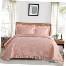Blush Quilt Bedding Set, Lightweight Soft Microfiber Bedspreads Queen Pink