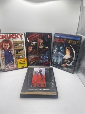 4 Horror DVD Movie Lot Freddy Krueger/Children Of Corn/Chucky And Psycho