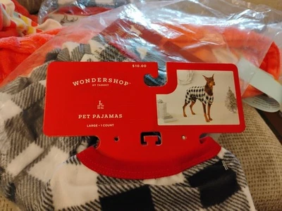 Dog & Cat Buffalo Plaid Check Pajama White/Black Holiday Xmas Target Wondershop - Image 1 of 4