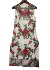 Calvin Klein Floral Embroidered Illusion Mesh Sheath Dress White Size 4