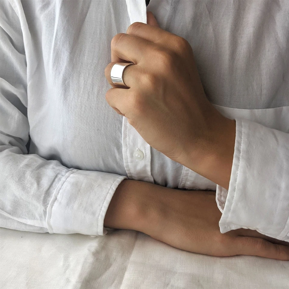 Silverly Anello Argento 925 Lucido A Fascia Spesso Liscio Semplice - Immagine 3 di 4