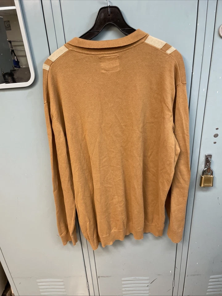 Lambretta Mens Tobacco Brown /Black Striped Knitted Polo Shirt - Image 4 of 4