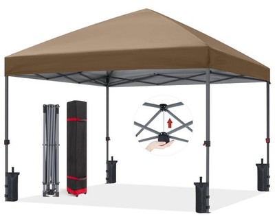 Outdoor Pop Up Canopy Tent 10x10 with 4 Sandbags Khaki ABCCANOPY Easy camping