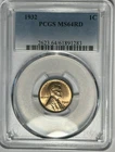 1932  LINCOLN CENT PCGS MS 64 RD