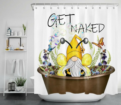 Juego de cortina de ducha de ducha de hojas verdes de abeja gnomos burbujas bañera de primavera decoración de baño - Imagen 10 de 13