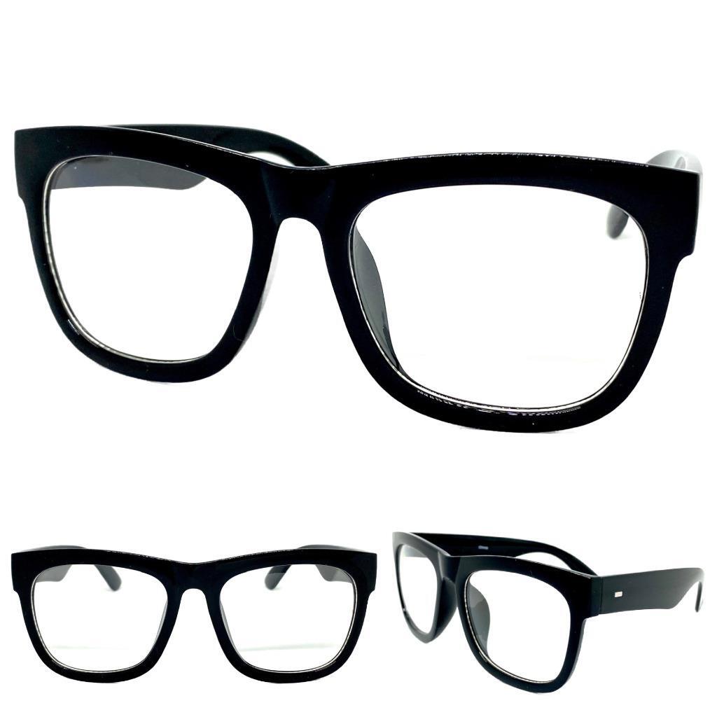 SPEXX Oversized Retro Clear Lens Eyeglasses – 80s 90s Style Blue Frame UV400