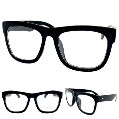 OVERSIZED Classic Vintage Retro Style Clear Lens EYE GLASSES Large Black Frame