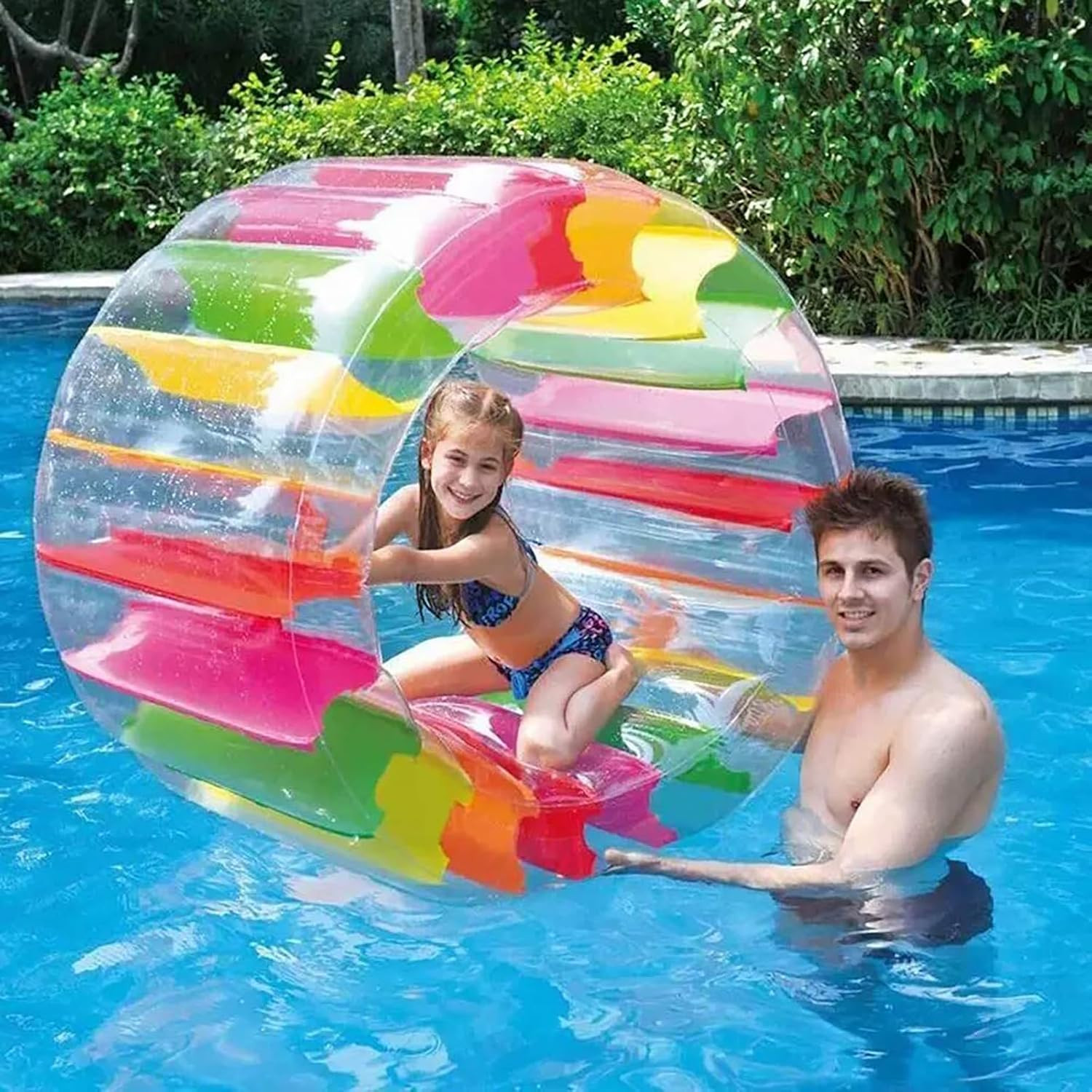 Inflatable Roller Float, 40'' Colorful Water Wheel, Swimming Pool Roller Toy for