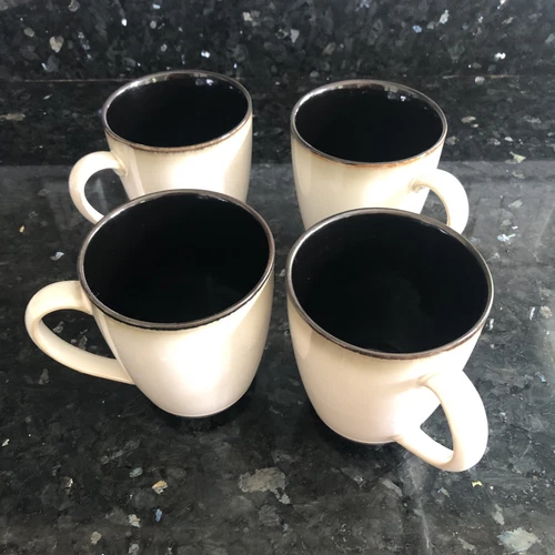 Set of 4 Sango Nova Black 4932 Coffee/ Tea Mugs Cups China