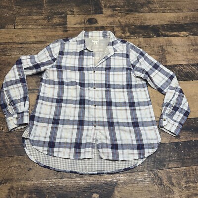 Hatley Plaid Flannel Shirt Button Down Long Sleeve Gold Accents Medium
