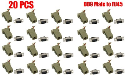 20x DB9 RS232 Serial Male to RJ45 Female Network Modular Adapter Converter Ivory