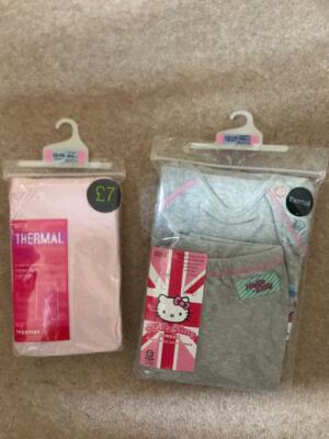 KONVOLUT M&S HELLO KITTY & UNTERWÄSCHE THERMO & BAUMWOLLE OBERTEILE GRÖSSE 13-14Y NEU MIT ETIKETT