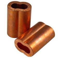 50 Copper Swage Sleeves for Wire Rope Cable, Size 3/16", Made in USA