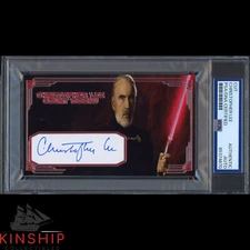 Christopher Lee signed Cut 3x5 Custom Card PSA DNA Slab Star Wars Auto C3676