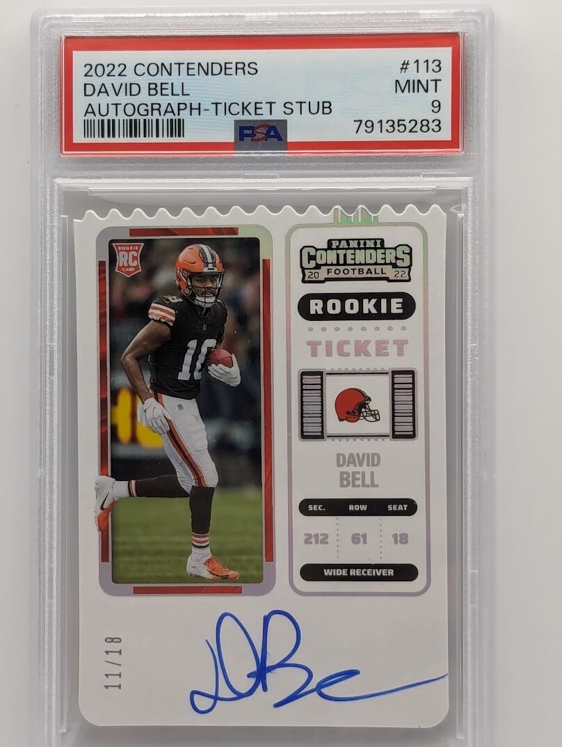 2022 Panini Contenders Ticket RPS Stub /18 David Bell #113.1 Rookie Auto RC