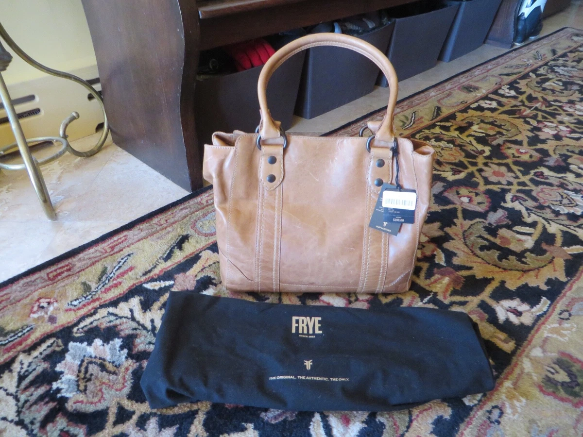 Frye Melissa Tote Hand Bag Beige Distressed Leather 34DB 1 36 BEI Dust Bag NWT