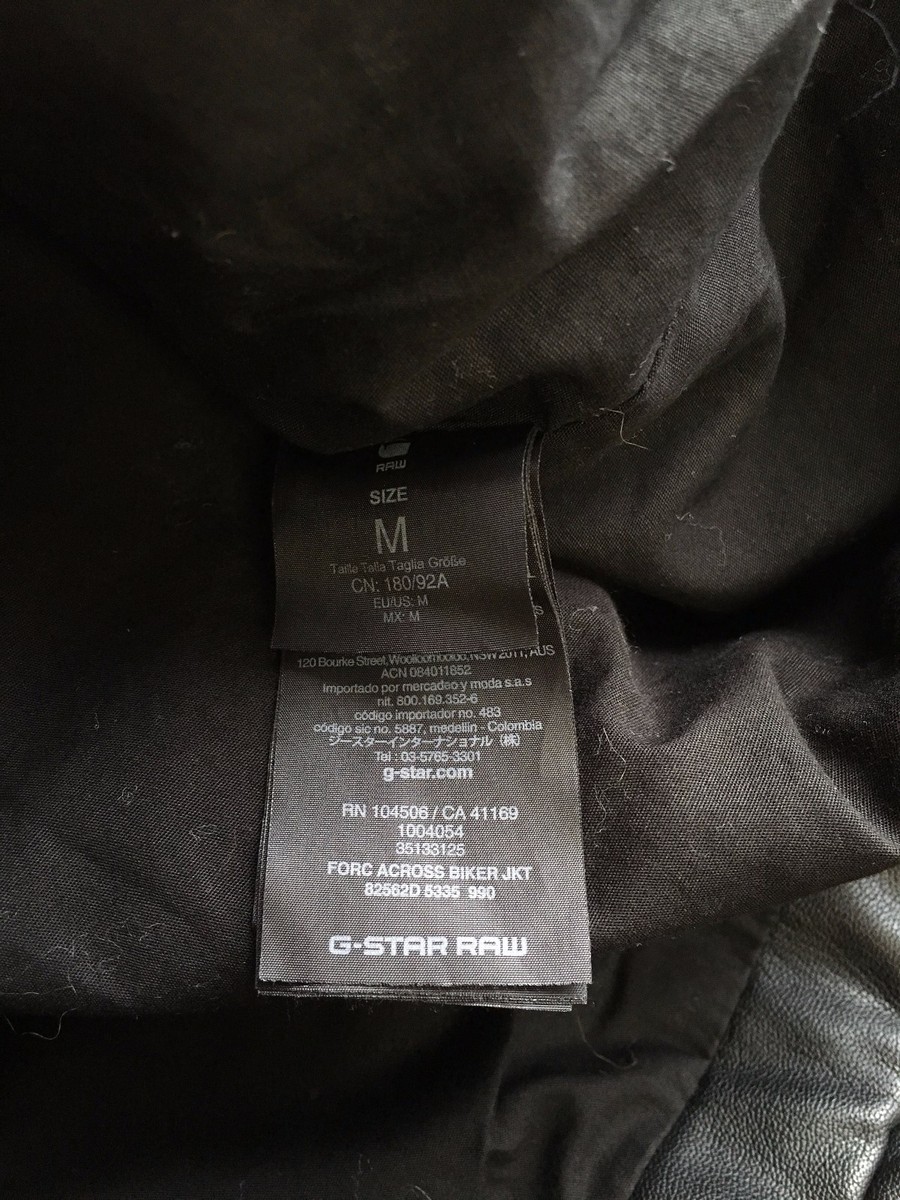 G-Star Forc Across Biker Jacket Men's Sz:M/L Raw Black Moto Jacket