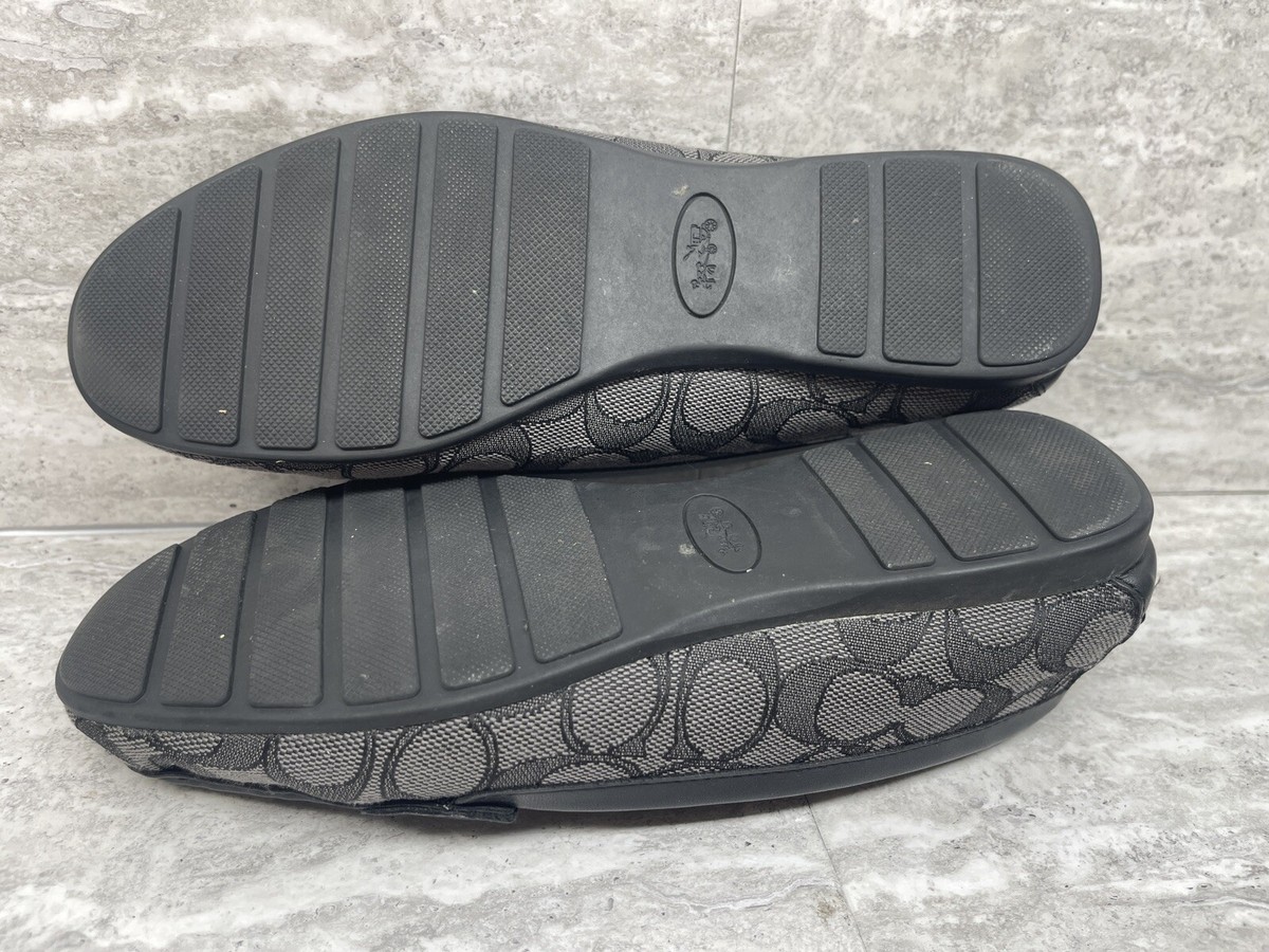 Coach Shoes Womens Size 8 B Black Gray Flats Monogram Olive