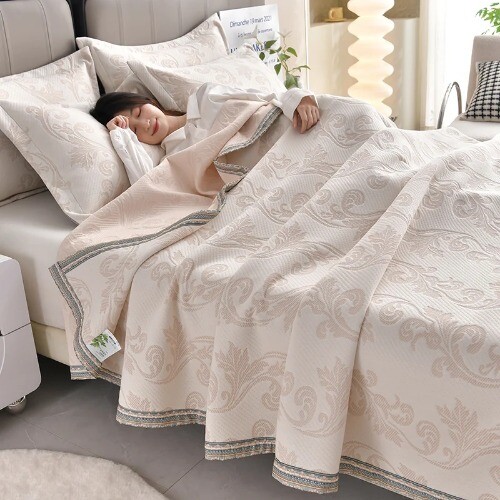 Coperta copriletto jacquard adatto alla pelle asciugamano coperte stile semplice a quadri - Foto 10 di 36