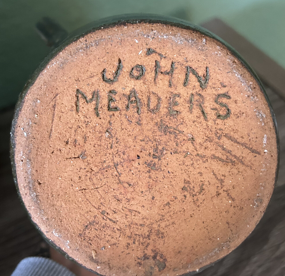 John Meaders Pottery Vintage Southern Folk Art Alkaline Glaze Pitcher 7