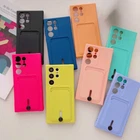 Phone Case For Samsung S26 Ultra S25 S24 S23 A57 A17 Silicone Card Holder Cover